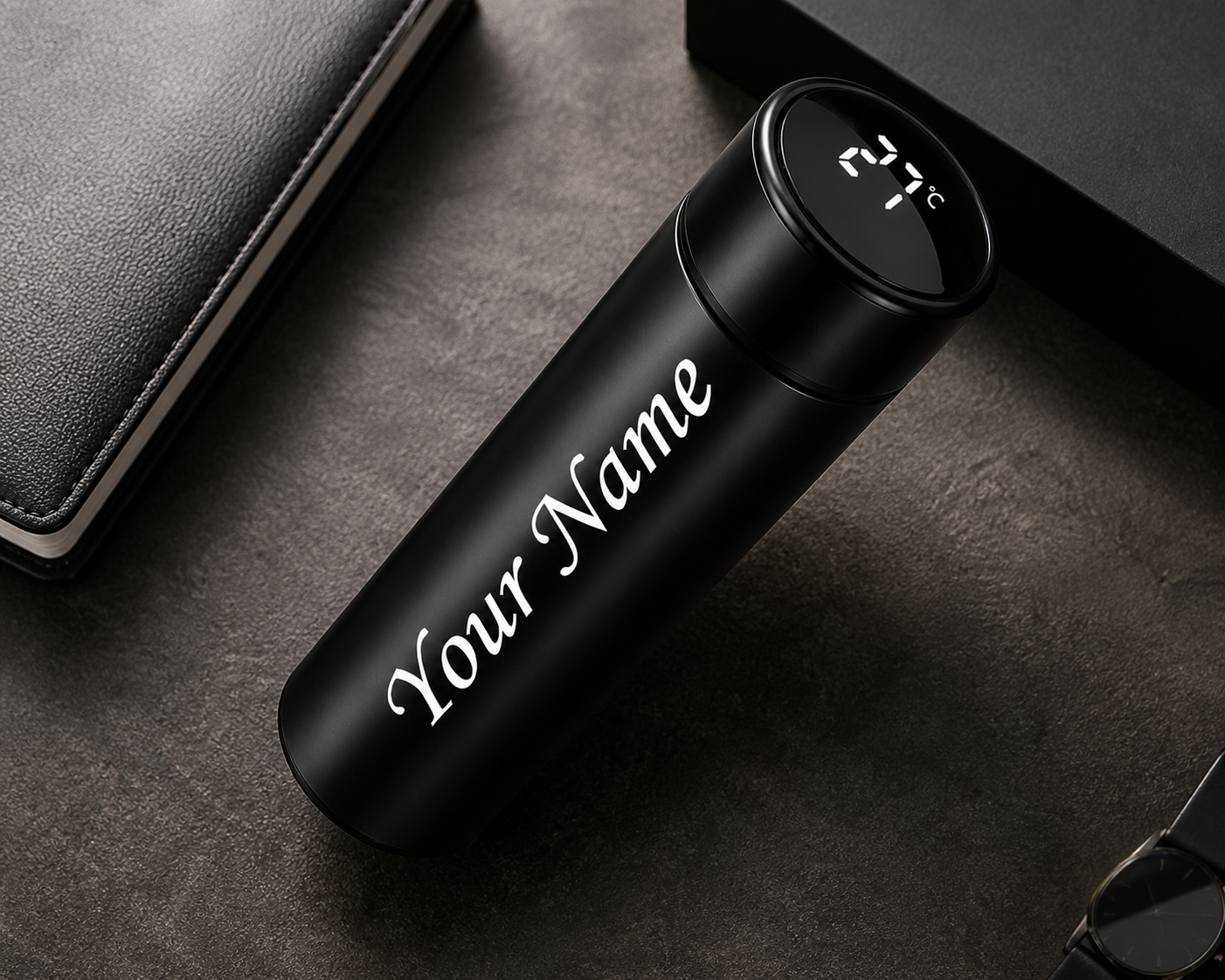 Personalized LED Temperature Water Bottle (500ml) – Custom Name Stainless Steel Flask