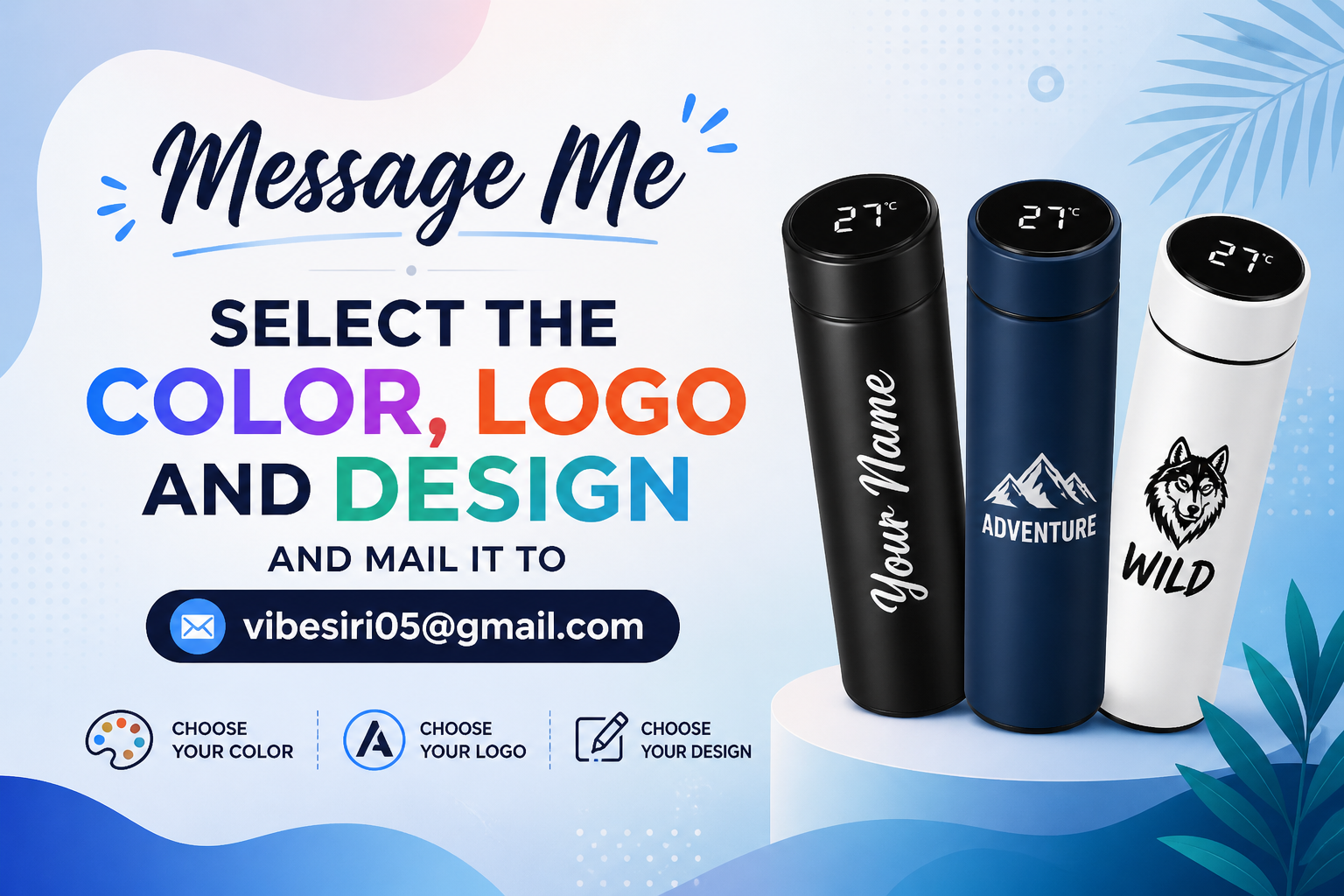 Personalized LED Temperature Water Bottle (500ml) – Custom Name Stainless Steel Flask - Image 5